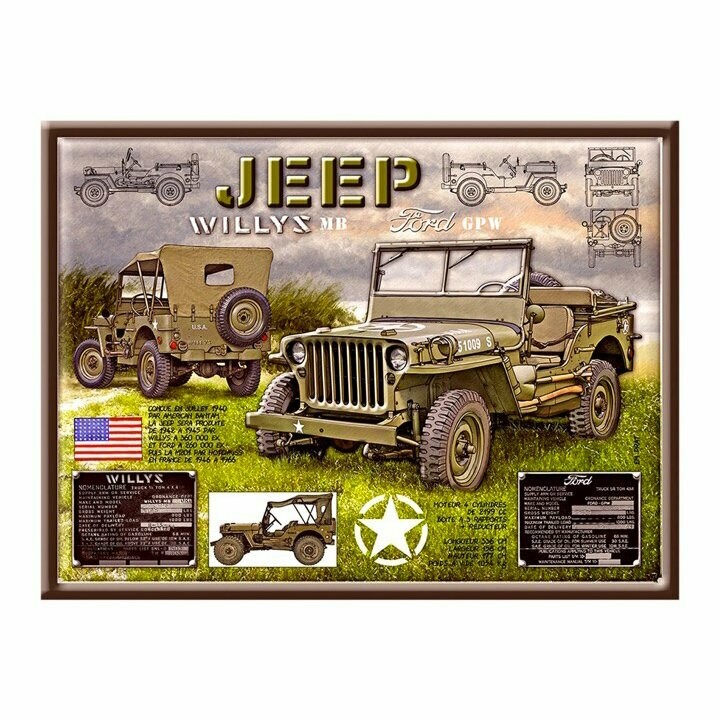 Plaque Métal Publicitaire Vintage   "Jeep"