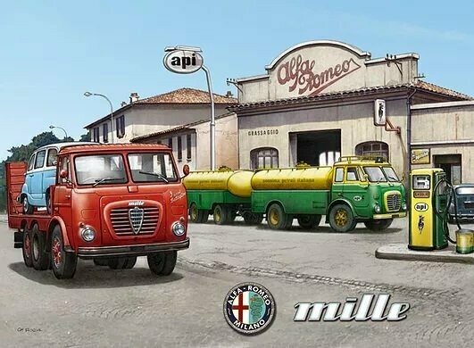 Affiche Camion " Mille  Alfa Roméo"