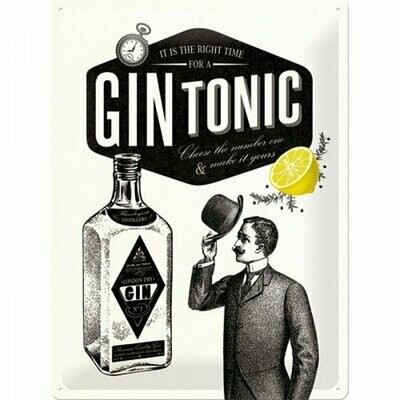 Plaque Métal Publicité Vintage "Gin Tonic"