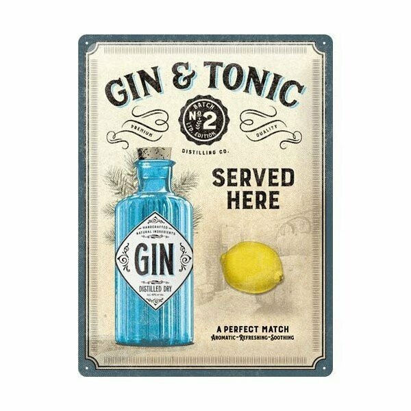 Plaque Métal  Vintage Publicité "Gin Tonic "