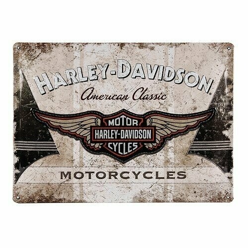 Plaque Métal Publicitaire  Vintage "Harley Davidson Ecusson "