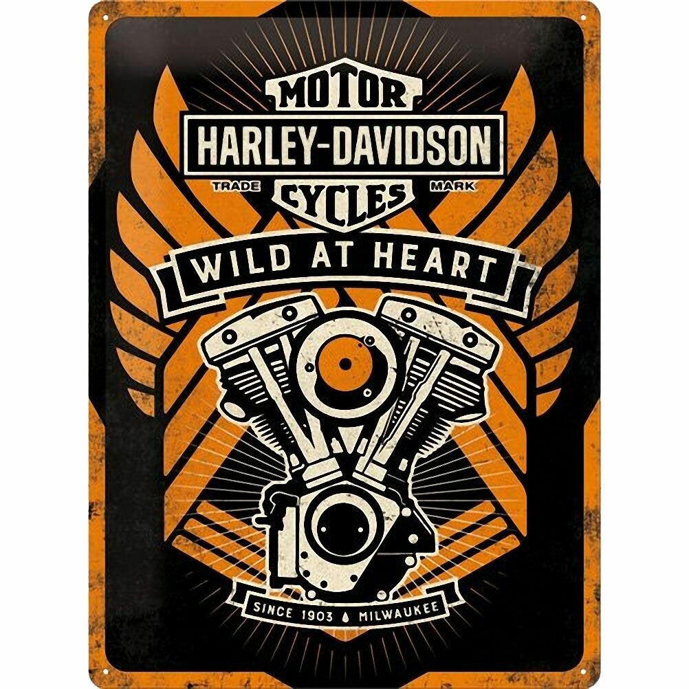 Plaque Métal Publicitaire  Vintage " Harley Davidson "