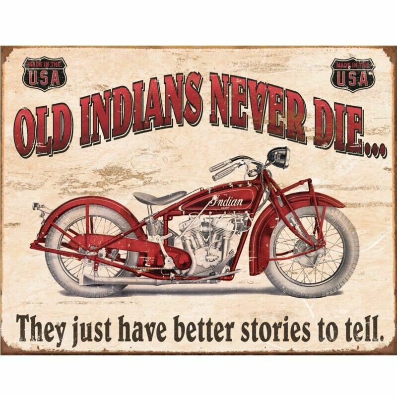 Plaque Métal Publicitaire   Vintage  Moto  Indian "Genuine Parts"