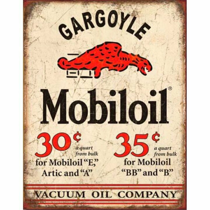 Plaque Métal  Publicitaire Vintage  Mobiloil "Gargoyle "