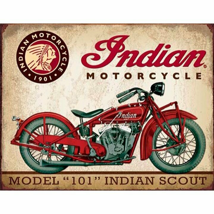 Plaque Métal Vintage Publicitaire "  Indian Scout"