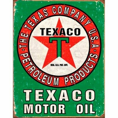 Plaque Métal Publicitaire Vintage Texaco " Motor Oil"