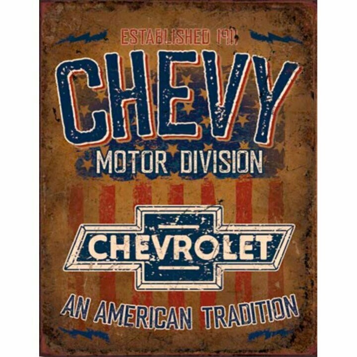 Plaque Métal Publicitaire Vintage  Chevrolet " Chevy Motor Division"