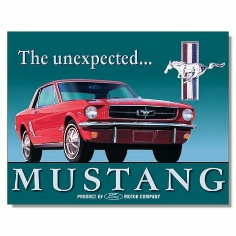 Plaque Métal Publicitaire Vintage  " Mustang  The Unexpected "