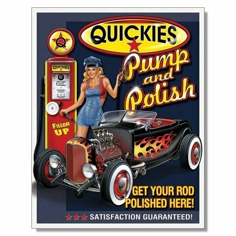 Plaque Métal Publicitaire Vintage  Hot Rod " Pump and Polish "