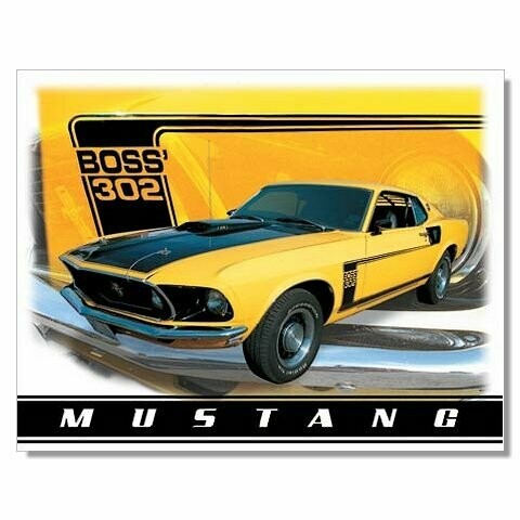 Plaque Métal Publicitaire Vintage "  Mustang Boss 302 "