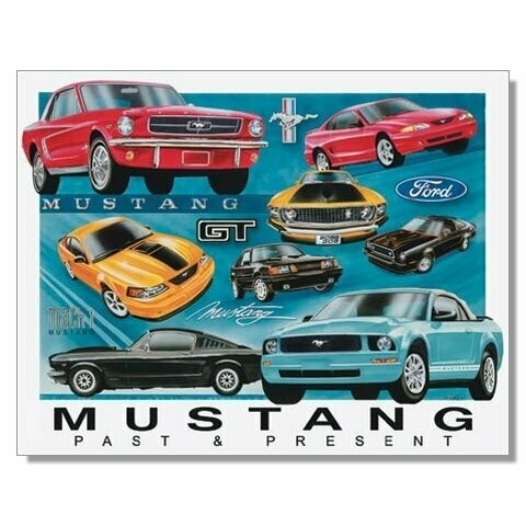 Plaque Métal Publicitaire Vintage " Mustang Collage"