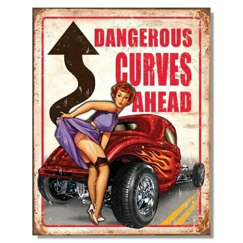 Plaque Métal Publicitaire Vintage  Pin Up  "Légends Dangerous"