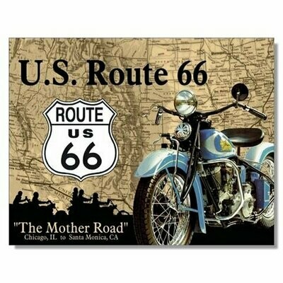 Plaque Métal Publicitaire Vintage Route 66 "The Mother Road "
