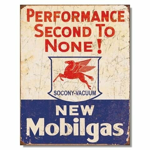 Plaque Métal  Publicitaire Vintage  Mobilgas "2 Nd to None "