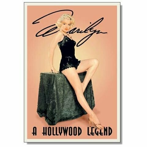 Plaque Métal  Publicitaire Vintage  Marilyn 'Holliwood Légend"