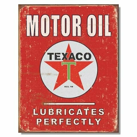 Plaque Métal Publicitaire Vintage   Texaco  "Lubricates "