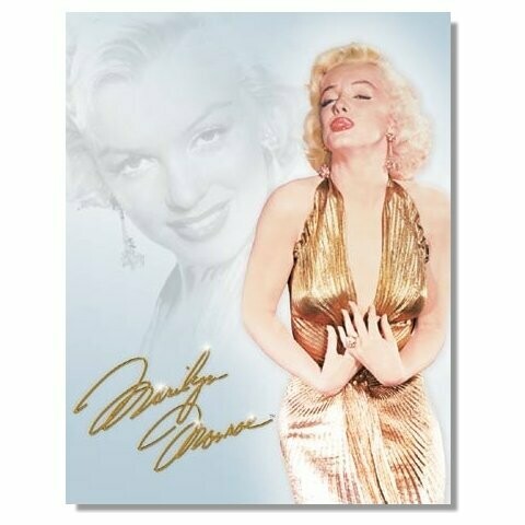 Plaque Métal Publicitaire Vintage   Marilyn  "Gold Dress"