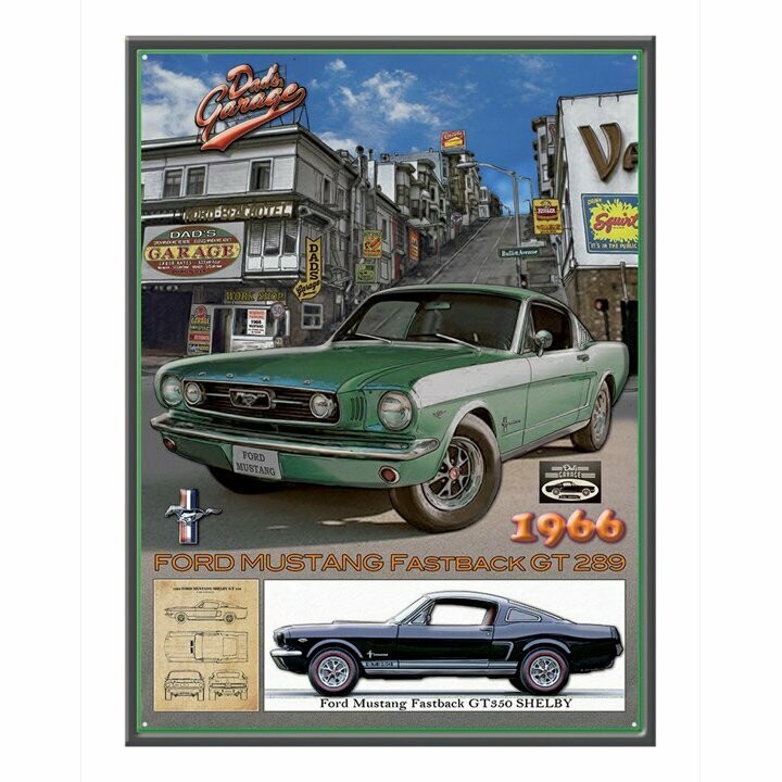Plaque Métal Publicitaire Vintage  Mustang  "Fastback GT 289 "