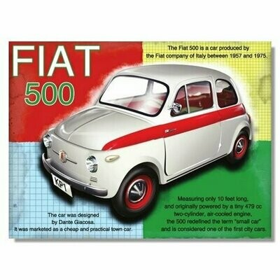 Plaque Métal Publicitaire Vintage "Fiat 500 "