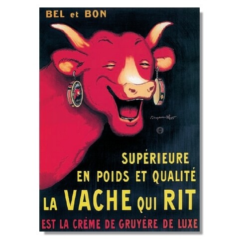 Plaque  Métal Publicitaire Vintage   "La  Vache Qui Rit "