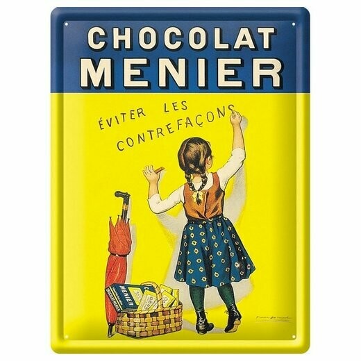 Plaque  Métal Publicitaire Vintage    "Chocolat Menier "