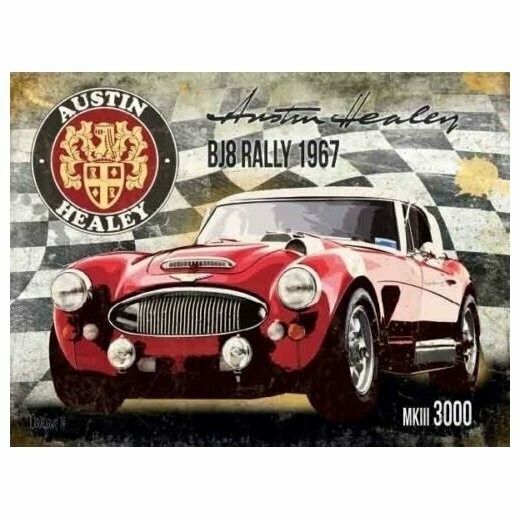 Plaque Métal Publicitaire Vintage "  Austin Healey 1967 "