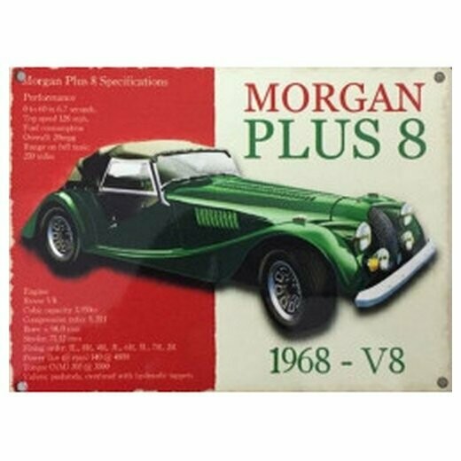 Plaque Métal Publicitaire   Vintage " Morgan Plus "