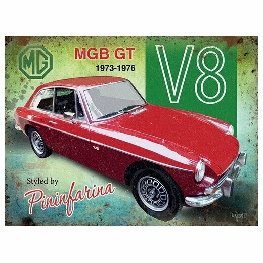 Plaque Métal  Publicitaire Vintage  "MGB GT V8 "