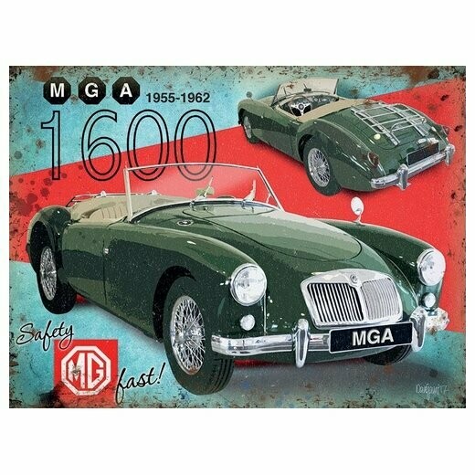 Plaque Métal  Publicitaire Vintage  "MGA 1600 "