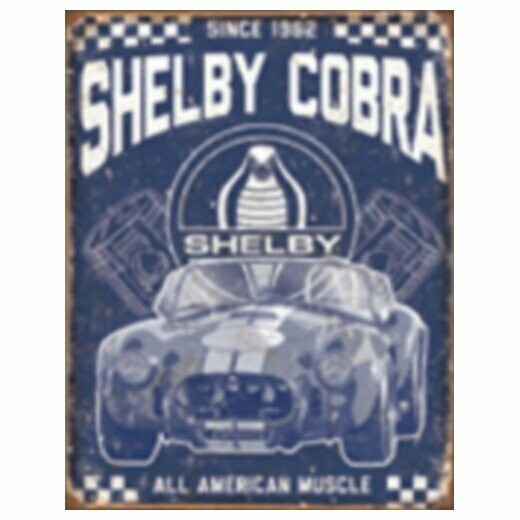 Plaque Métal Publicitaire Vintage  "Shelby Cobra 1962 "