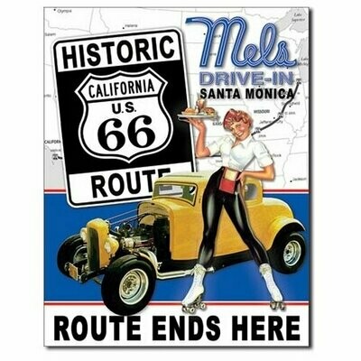 Plaque Métal Publicitaire Vintage Route 66 Mels Drive In