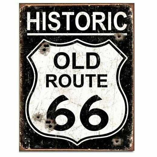 Plaque Métal Publicitaire Vintage " Route 66  Historic "