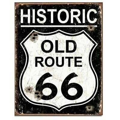 Plaque Métal Publicitaire Vintage " Route 66 Historic "