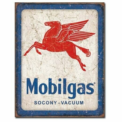Plaque Métal Publicitaire Vintage    Mobilgas  "Pegasus"