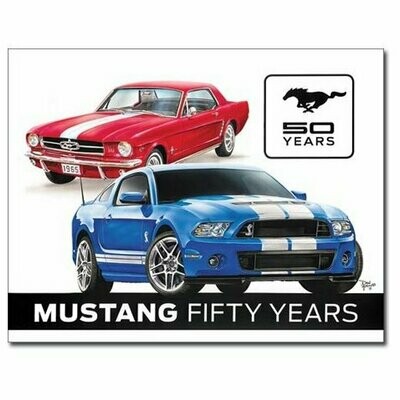 Plaque Métal Publicitaire Vintage  Mustang  "Fitfy Years"