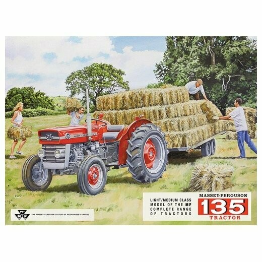 Plaque Métal Publicitaire Vintage Tracteur " Massey Ferguson 135 "