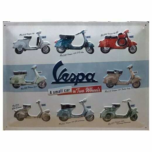 Plaque Métal Publicitaire Vintage  "Vespa Collage "