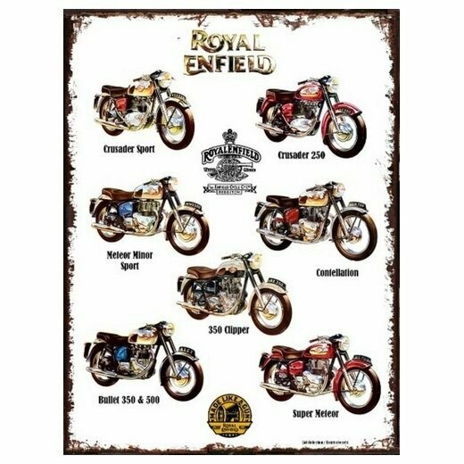Plaque  Métal Publicitaire Vintage " Royal Enfield Collage "