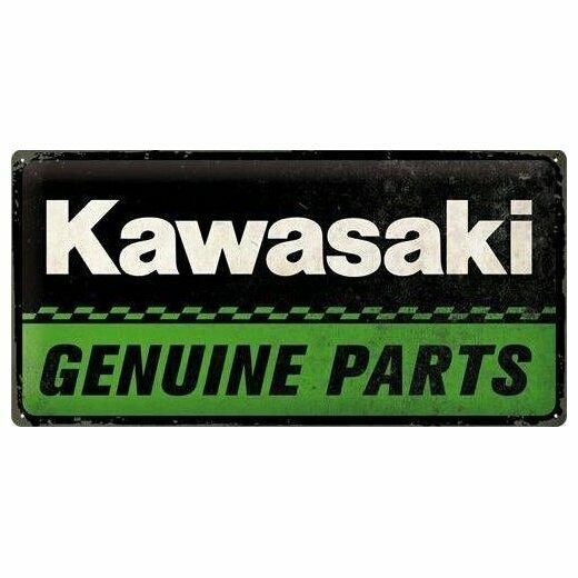 Plaque  Métal Publicitaire Vintage "Kawasaki Genuine Parts "