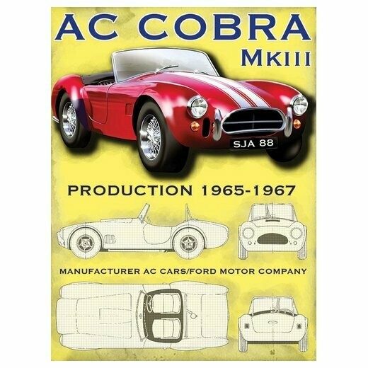 Plaque Métal Publicitaire Vintage " AC Cobra MkIII"