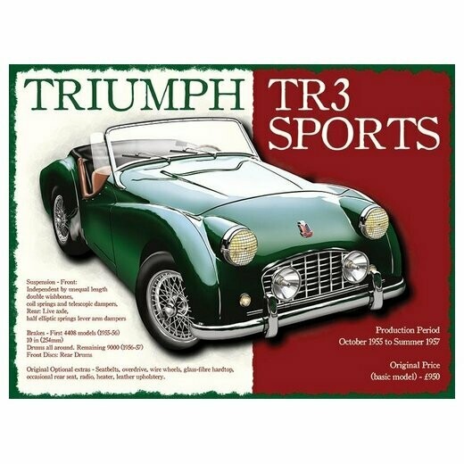 Plaque Métal Publicitaire  Vintage   " Triumph TR3 Sport "