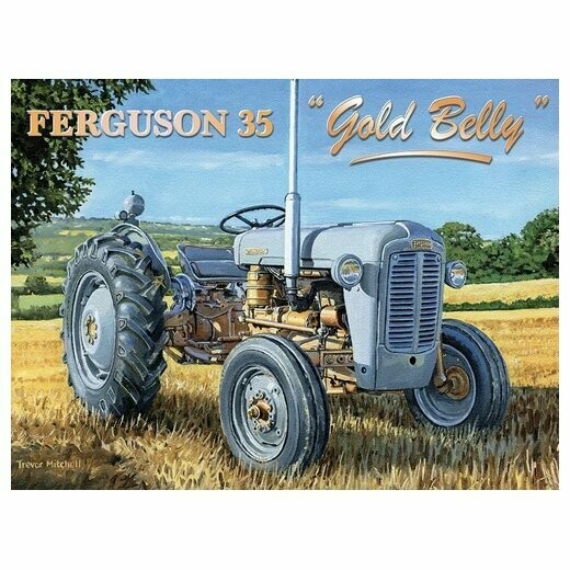 Plaque Métal Publicitaire Vintage Tracteur  " Ferguson 35 Gold Belly "
