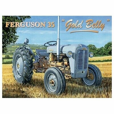 Plaque Métal Publicitaire Vintage Tracteur " Ferguson 35 Gold Belly "