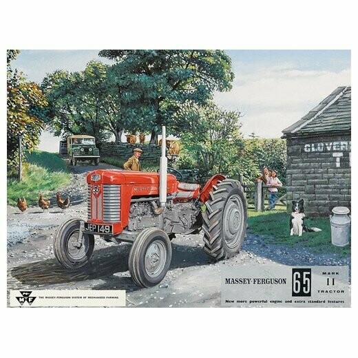 Plaque Métal Publicitaire Vintage Tracteur  "Massey-Fergusson 65"