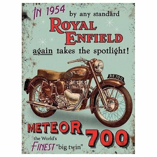 Plaque  Métal Publicitaire Vintage " Royal Enfield Météor 700 "