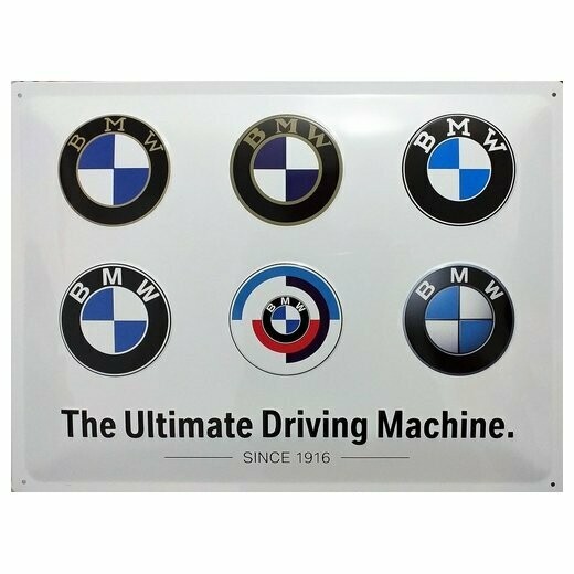 Plaque Métal  Publicitaire Vintage  " BMW Collage "
