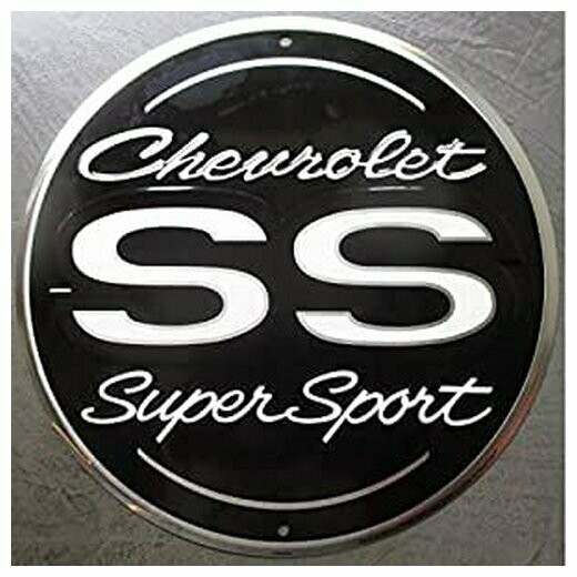 Plaque Métal  Publicitaire Vintage Ronde " Chevrolet  Camaro SS "