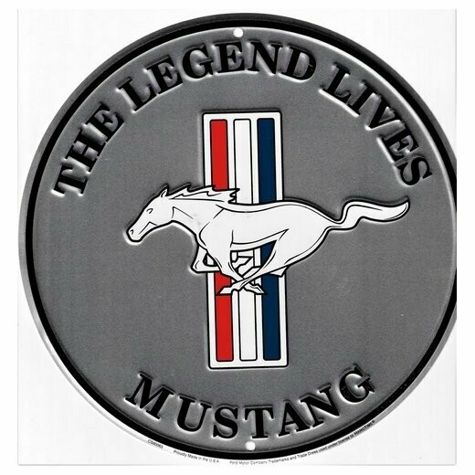 Plaque  Aluminium  Vintage Mustang "The Legend Lives"