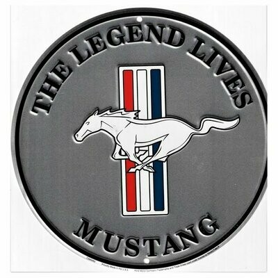 Plaque  Aluminium  Vintage Mustang "The Legend Lives"