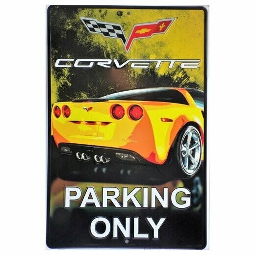 Plaque Aluminium  Vintage  "Corvette Parking Only"